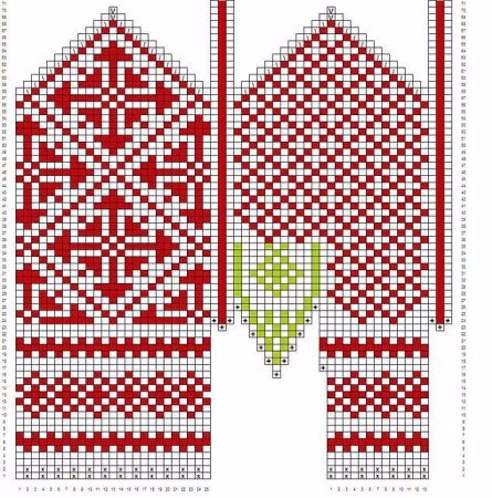 Варежки жаккард схемы зимняя Радуга