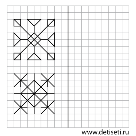 Орнаменты по клеточкам в тетради для детей