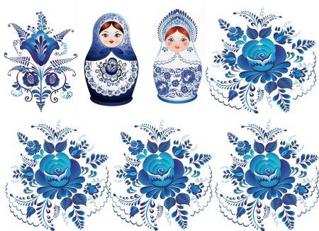Матрешки Гжель Хохлома