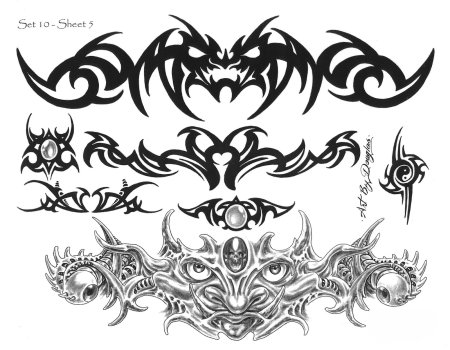 Тату узоры легкие черные