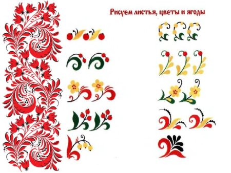 Элементы хохломской росписи узор листочки