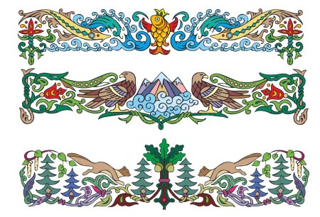 Мезенская роспись орнамент в полосе