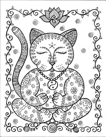 Раскраска кошка с узорами