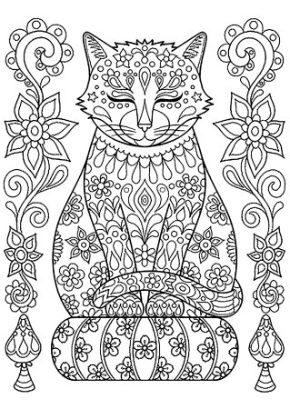 Эскиз тату кошка Графика