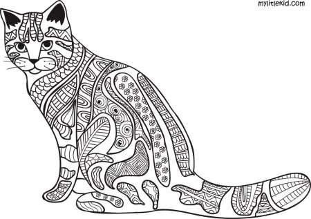 Раскраска кошка с узорами