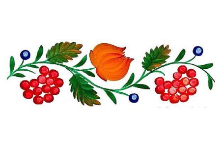 Узор листочки Хохломская роспись