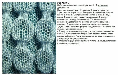 Узор буфы спицами схема