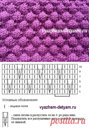 Узор буфы спицами схемы и описание