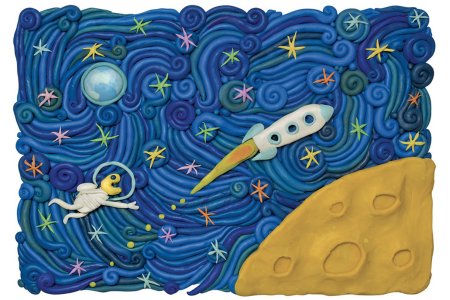 Рисование пластилином космос