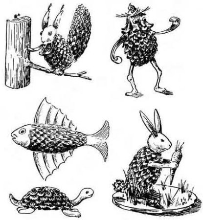 Рисунок из шишек