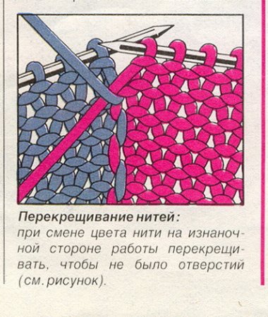 Вязание двумя нитками разного цвета
