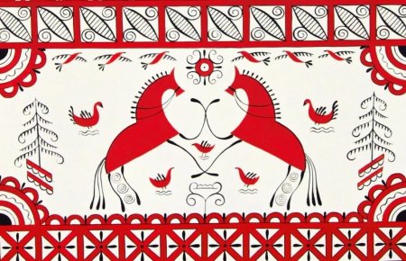 Мезенская роспись элементы росписи конь