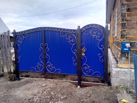 Кованые ворота с калиткой