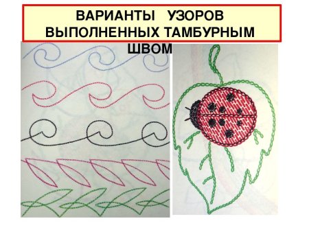 Узоры тамбурным швом