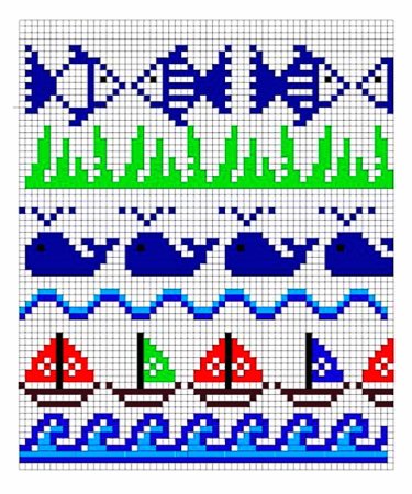 Жаккардовый узор морской