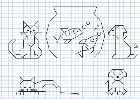 Рисование по клеточкам кошка