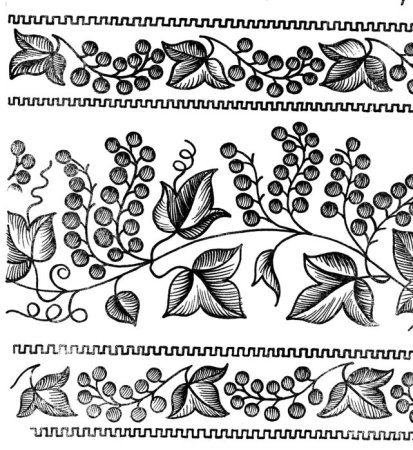 Раскраска узор в полосе из листьев и ягод (47 фото)