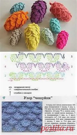 Узор чешуя спицами