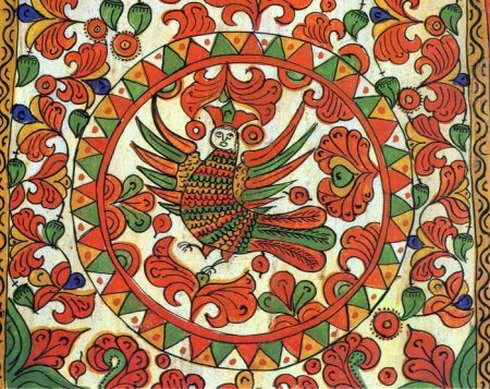 Пермогорская роспись птица Сирин