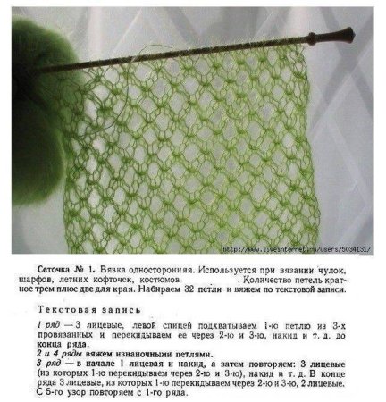 Вязание спицами узор сетка схема