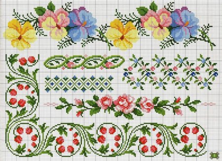 Вышивка крестом цветочные бордюры