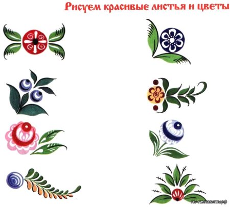 Городецкая роспись поэтапное рисование элементов