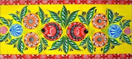 Городецкая роспись орнаментальная полоса