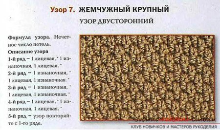 Жемчужная вязка спицами схема