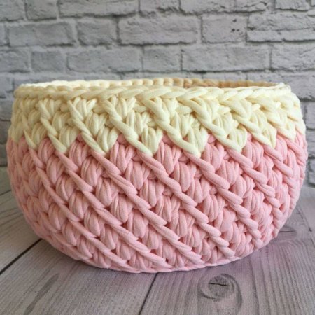 Корзинки из трикотажной пряжи крючком