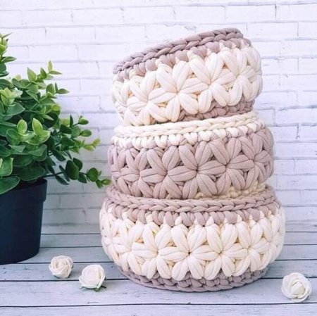 Интерьерные корзинки крючком