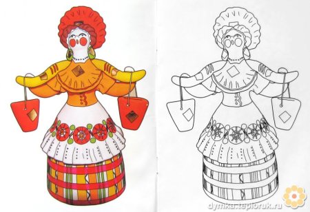 Дымковская роспись барышня