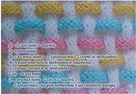 Двухцветный узор спицами для детей