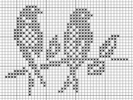 Монохромная вышивка птицы