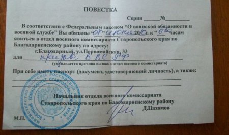 Повестка в полицию образец