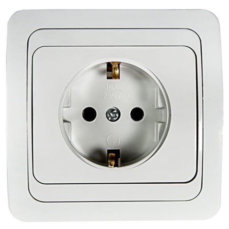Одинарная розетка in Home с заземлением Classico белая 2028 4680005959907