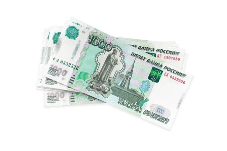 Рубли купюры на прозрачном фоне