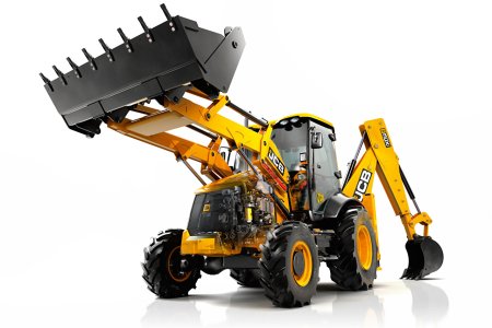 Экскаватор John Deere белый фон
