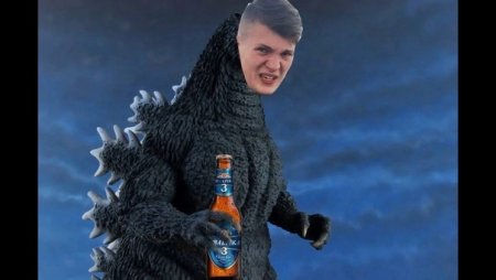 Динозавр с пивом рисунок