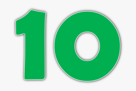 Цифра 10 зеленая