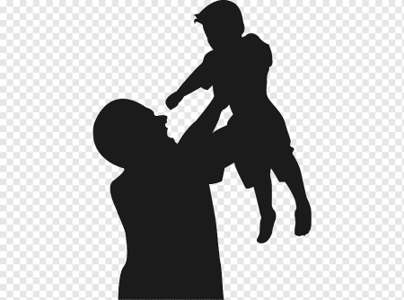 Силуэт папа с детьми