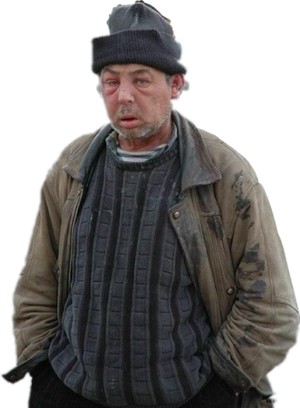 Бомж на белом фоне