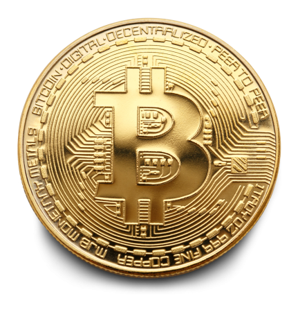 Биткоин на прозрачном фоне