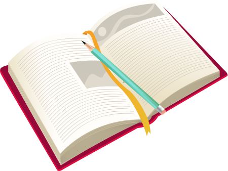 Раскрытая книжка на прозрачном фоне