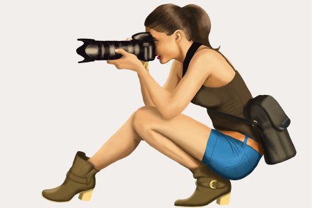 Девочка с фотоаппаратом нарисованная