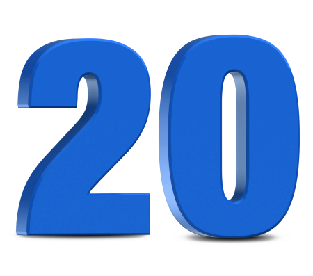 Цифра 20 синяя