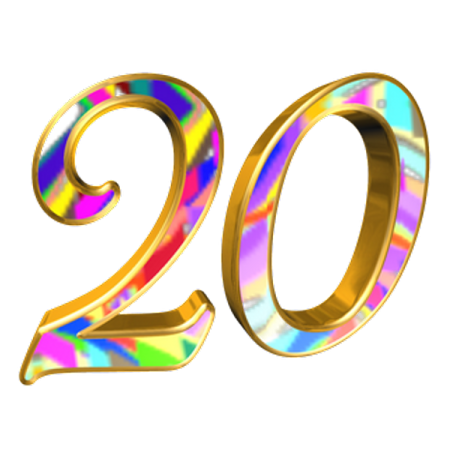 Цифра 20 на черном фоне