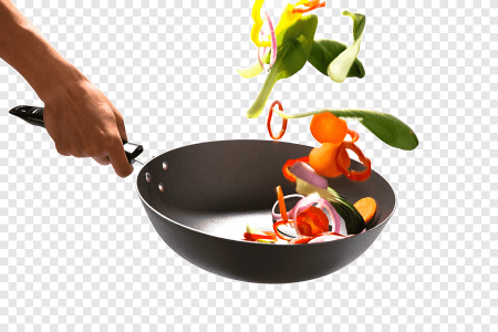 Сковородка с едой вектор