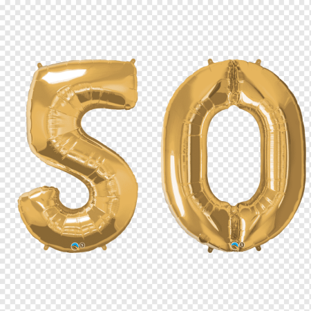 Золотые цифры 50 на прозрачном фоне