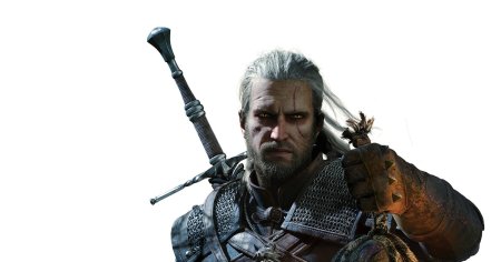 Ведьмак Геральт на белом фоне