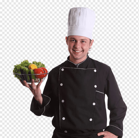 Повар с блюдом в руках
